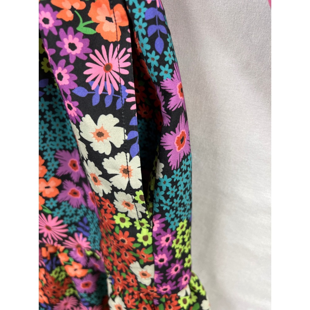 SSYS The Label Maxi Dress Womens Medium Black Floral Tiered Ribbed Mixed Media - Picture 11 of 13
